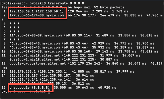 FEX TraceRoute 8.8.8.8